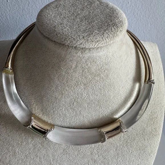 Alexis Bittar Clear Lucite & Gold-Tone Open Collar Necklace